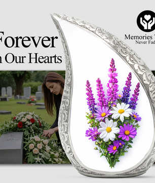 Butterfly Urn for Mom, Floral Heart Cremation Urn for Ashes