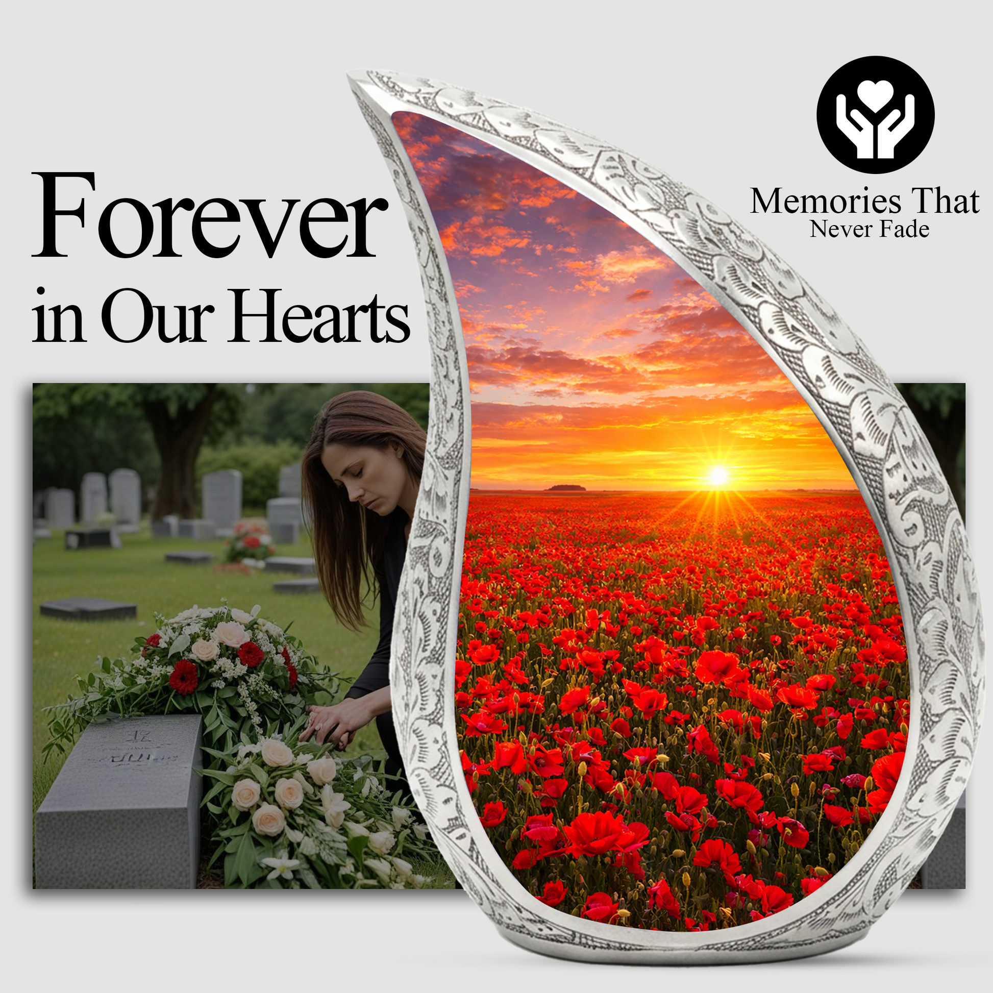Flower Urn for Mom – Premium Floral Cremation Urn for Human Ashes |