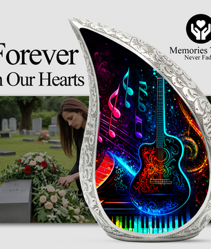 Colorful Music Guitar Cremation Urn for Adult Ashes