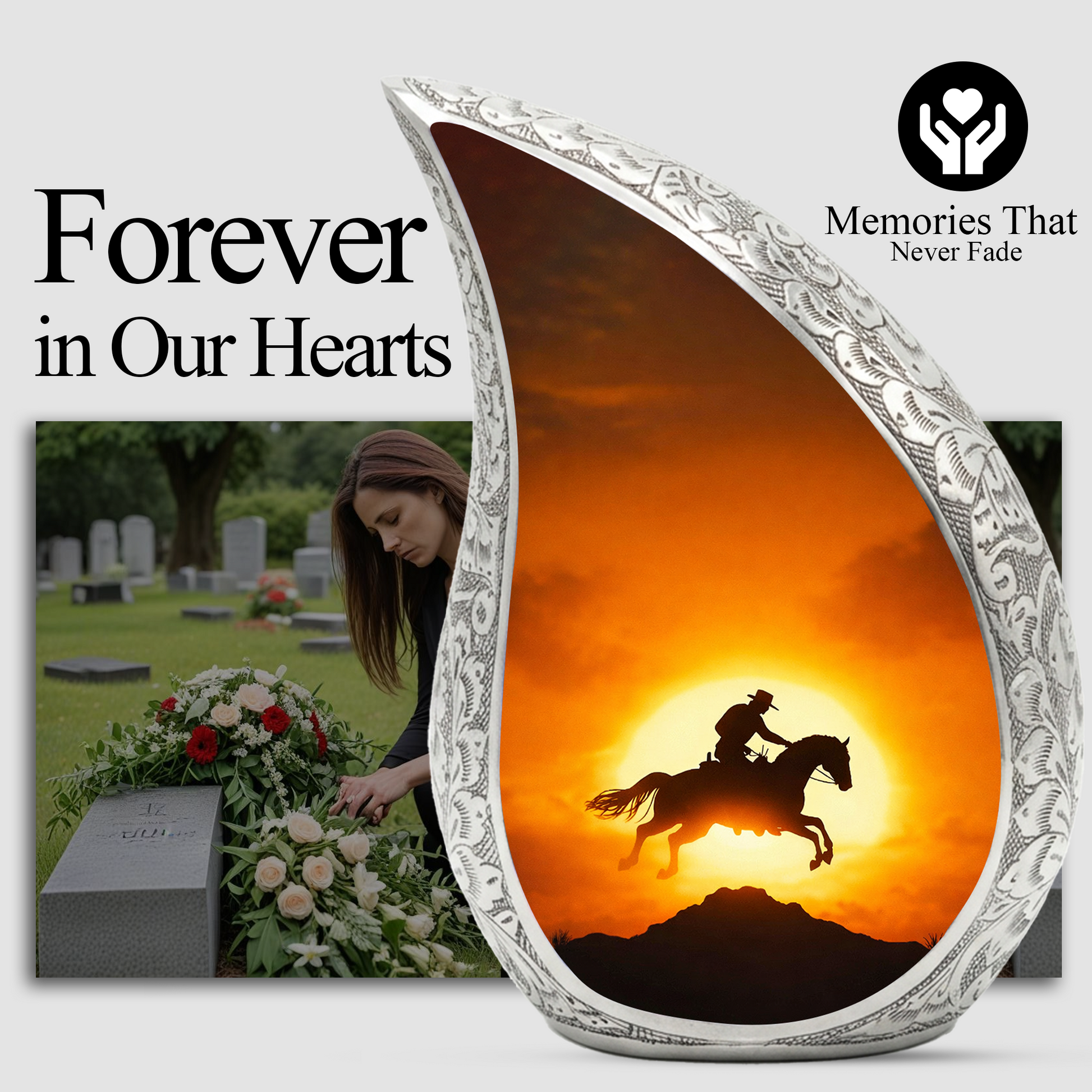 Cowboy Sunset Cremation Urn for Dad