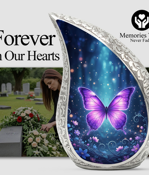 Purple Butterfly Urn for Human Ashes | Urn for Mom | Butterfly Memorial Urn