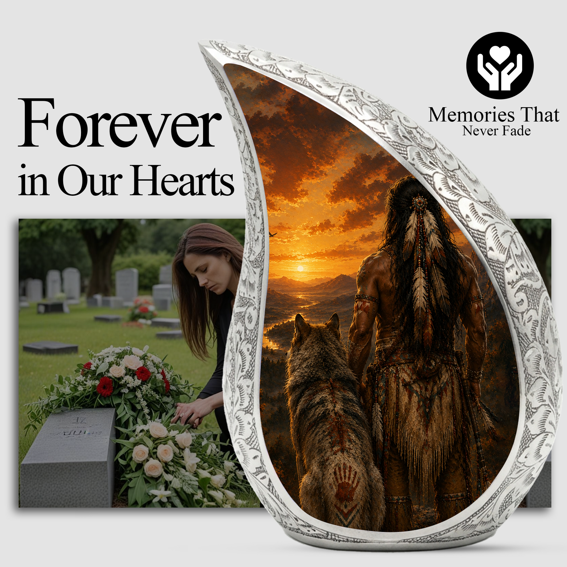 Warrior Sunset Urn for Adult Ashes | Adult Cremation Urn for Human Ashes