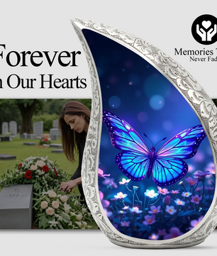 Blue Butterfly Urn for Human Ashes | Butterfly Memorial Urn