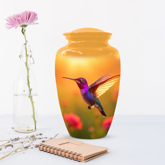 Golden Hummingbird Sunset Adult Urn for Human Ashes | Elegant Adult Cremation Urn