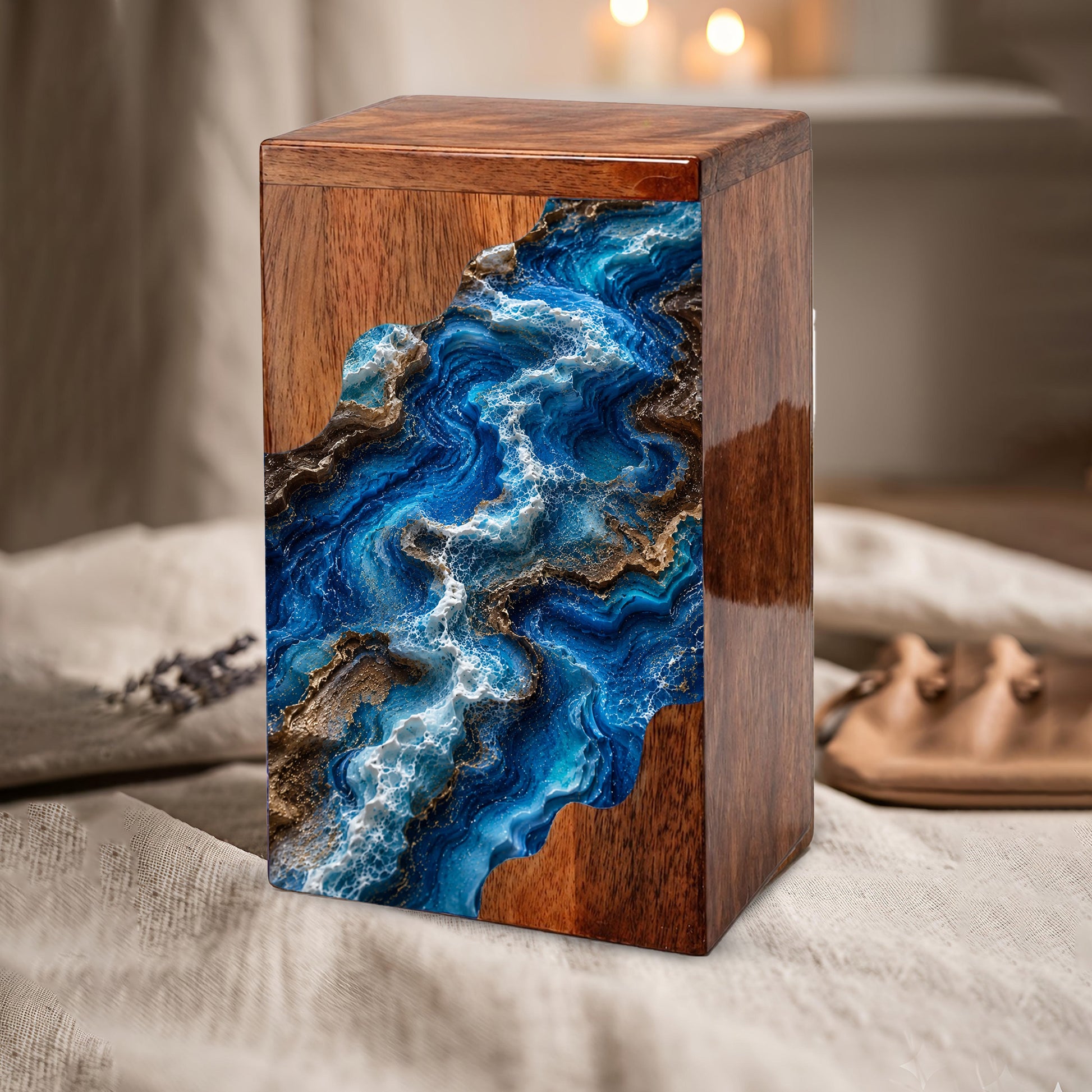 Ocean Flow Cremation Urn – Wooden Urn for Human Ashes