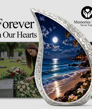 Moonlit Beach Cremation Urn for Ashes, Personalized Ocean Adult Urn