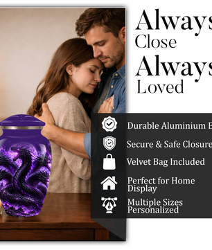 Purple Dragon Cremation Urn for Ashes | Personalized Dragon Memorial Urn | Three Headed Dragon Adult Urn