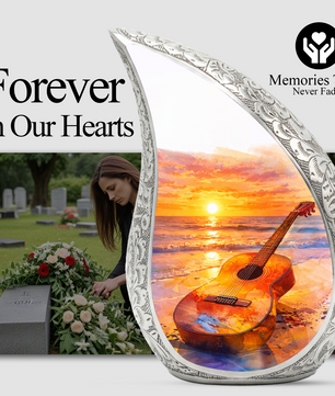 Beach Guitar Memorial Urn for Mom Dad, Funeral Urn for Human Ashes