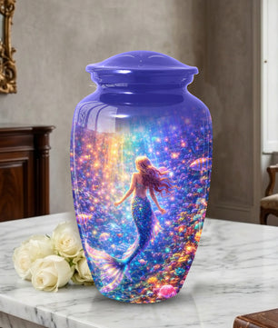Mermaid Urn for Mom- Ocean Memorial Cremation Large Urn For Female
