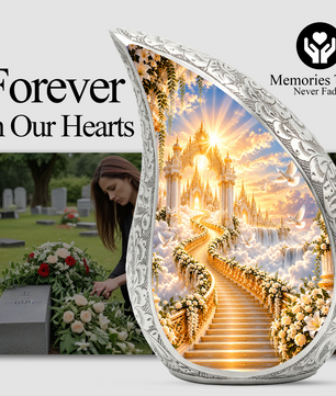 Heavenly Stairway Cremation Urn for Adult Ashes, Golden Heaven Memorial Urn