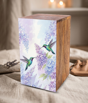 Green Humming Bird Urn For Ashes - Floral Hummingbird Keepsake Urns For Adults