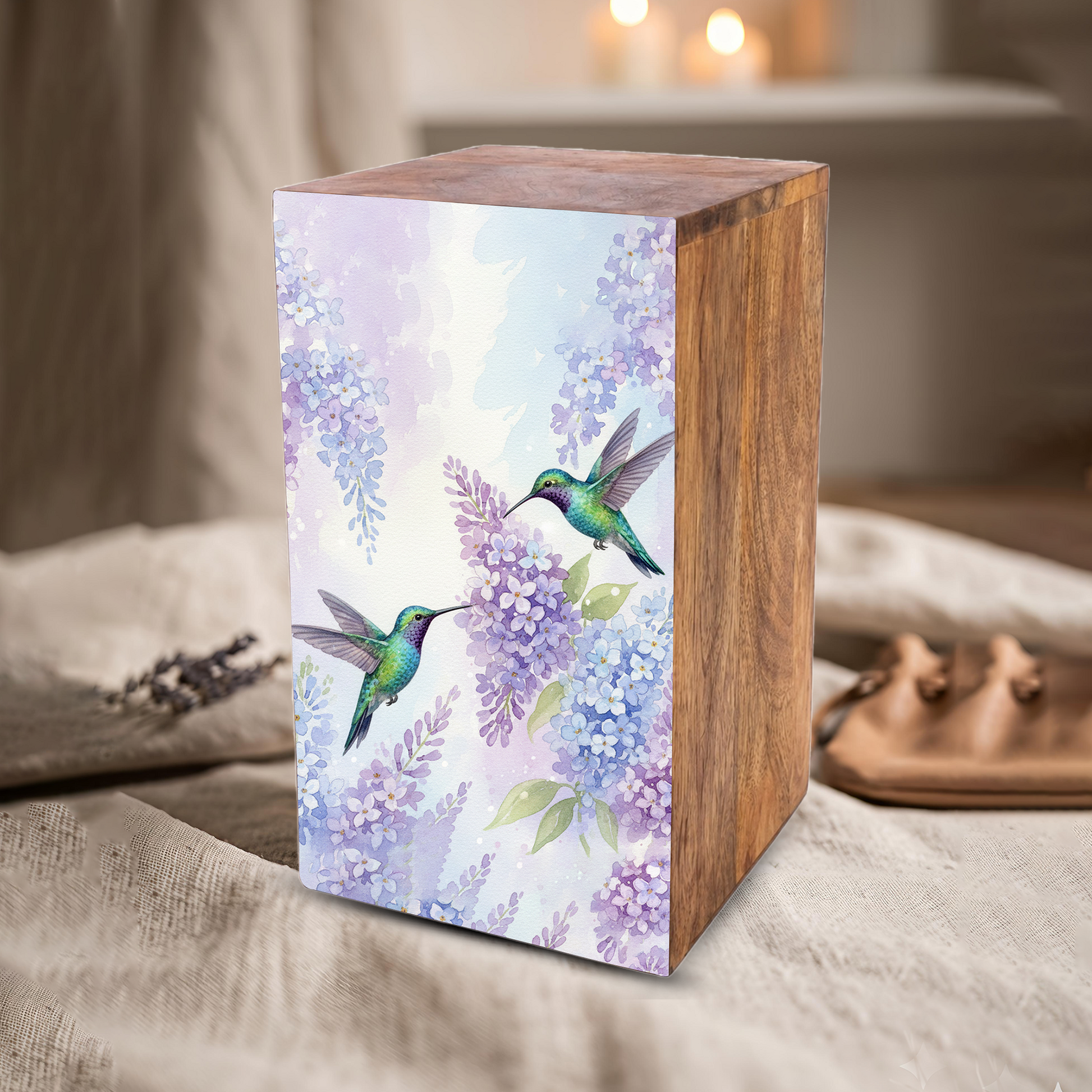 Green Humming Bird Urn For Ashes - Floral Hummingbird Keepsake Urns For Adults