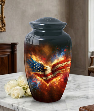 American Patriotic Urns for Dad, American Patriotic Personalized Large Urn for Dad