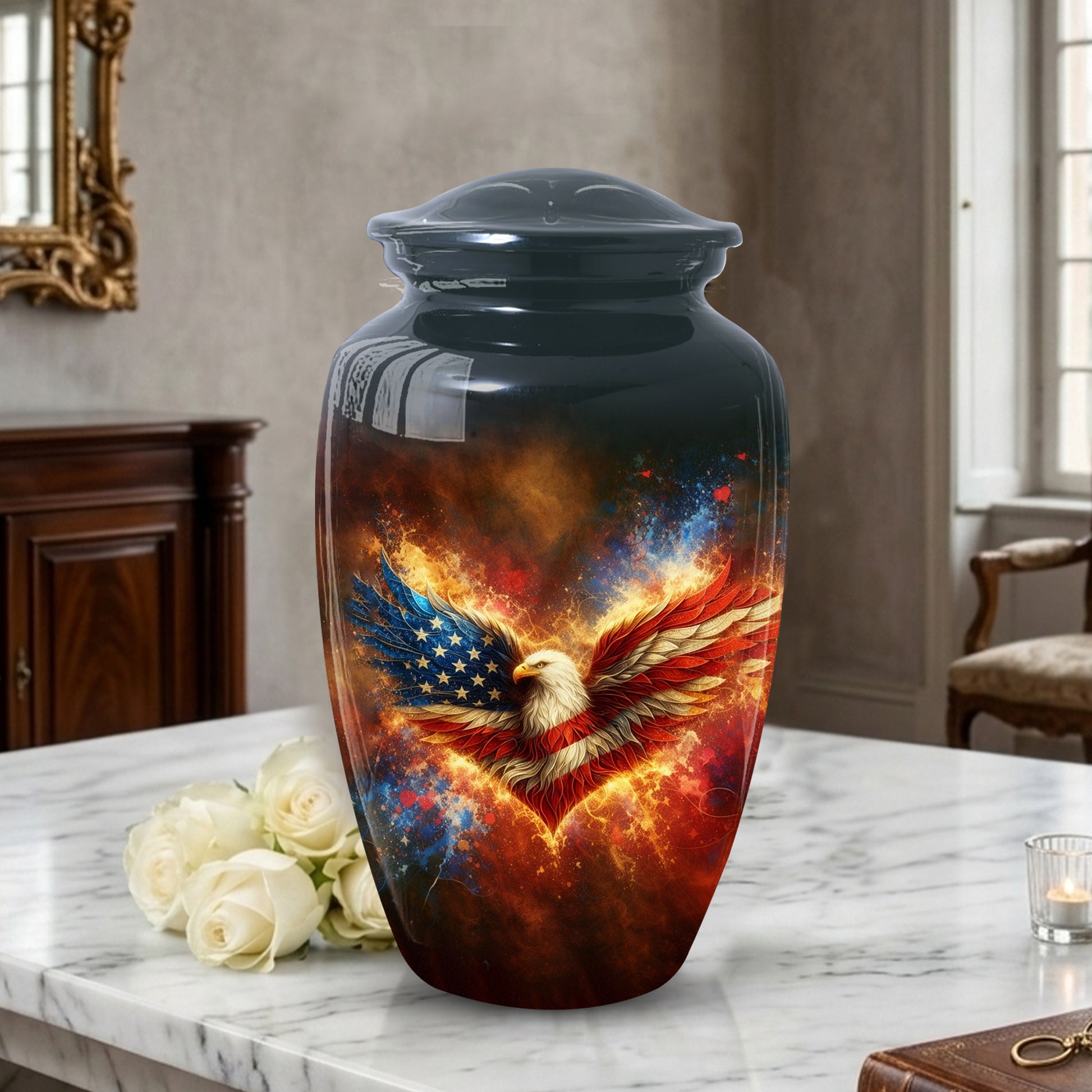 American Patriotic Urns for Dad, American Patriotic Personalized Large Urn for Dad