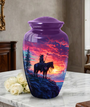 Native American Horse Urns for Dad, Adult Cremation Large  Urn For Ashes