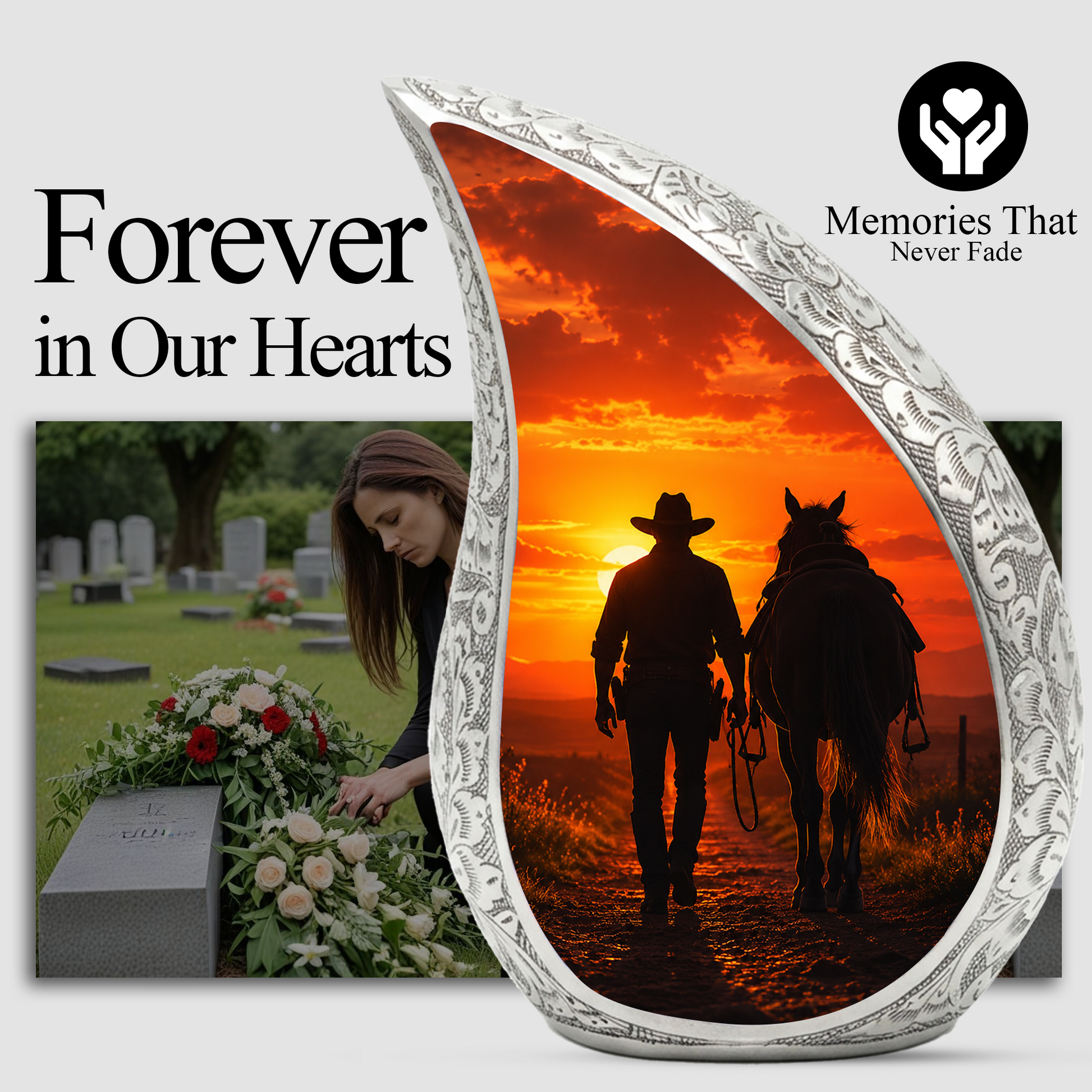 Cowboy Urn for Dad Ashes | Western Cremation Urn for Men | Cowboy Memorial Urn for Adult Male