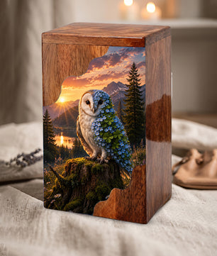 Owl Wooden Cremation Urn – Wooden Urn for Human Ashes