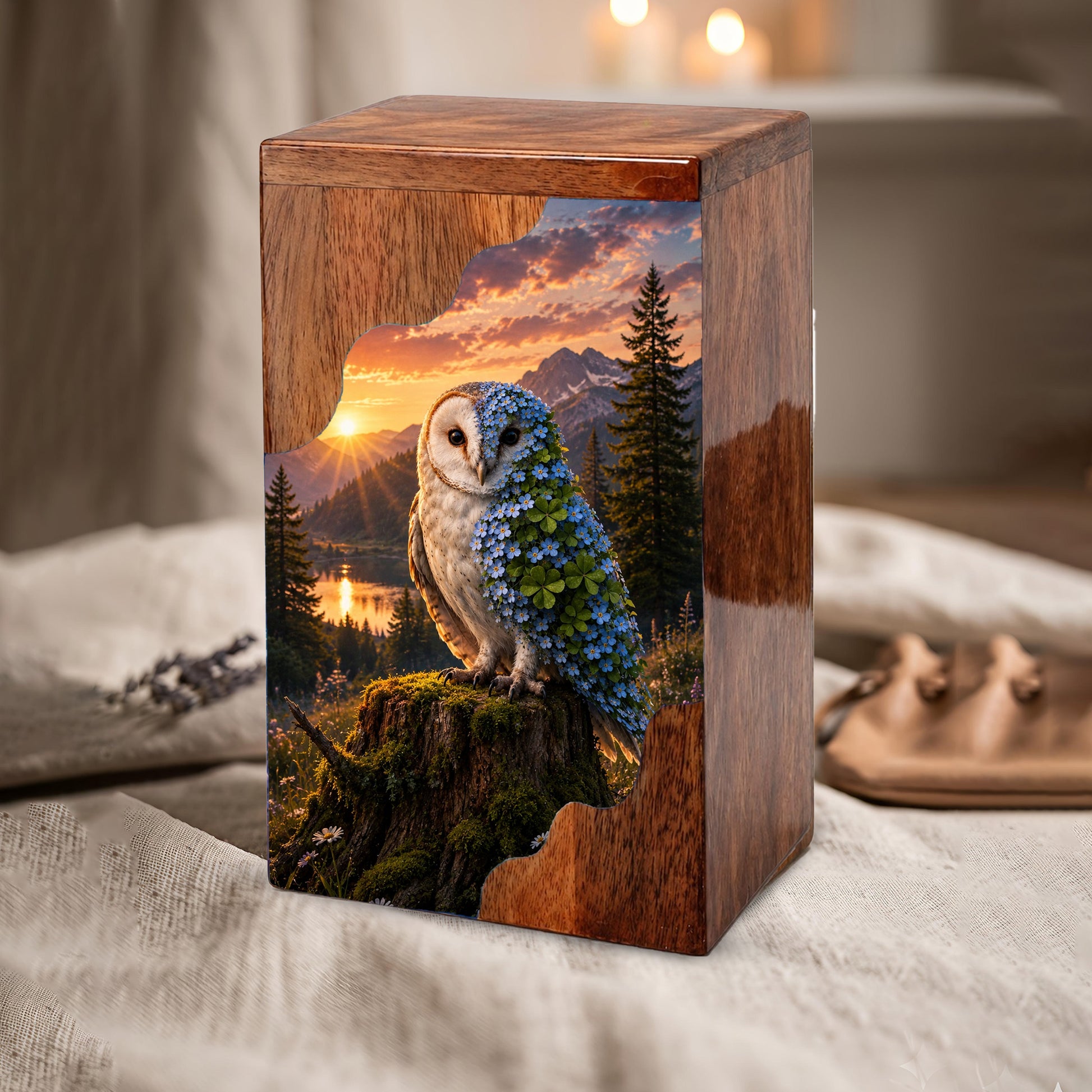 Owl Wooden Cremation Urn – Wooden Urn for Human Ashes