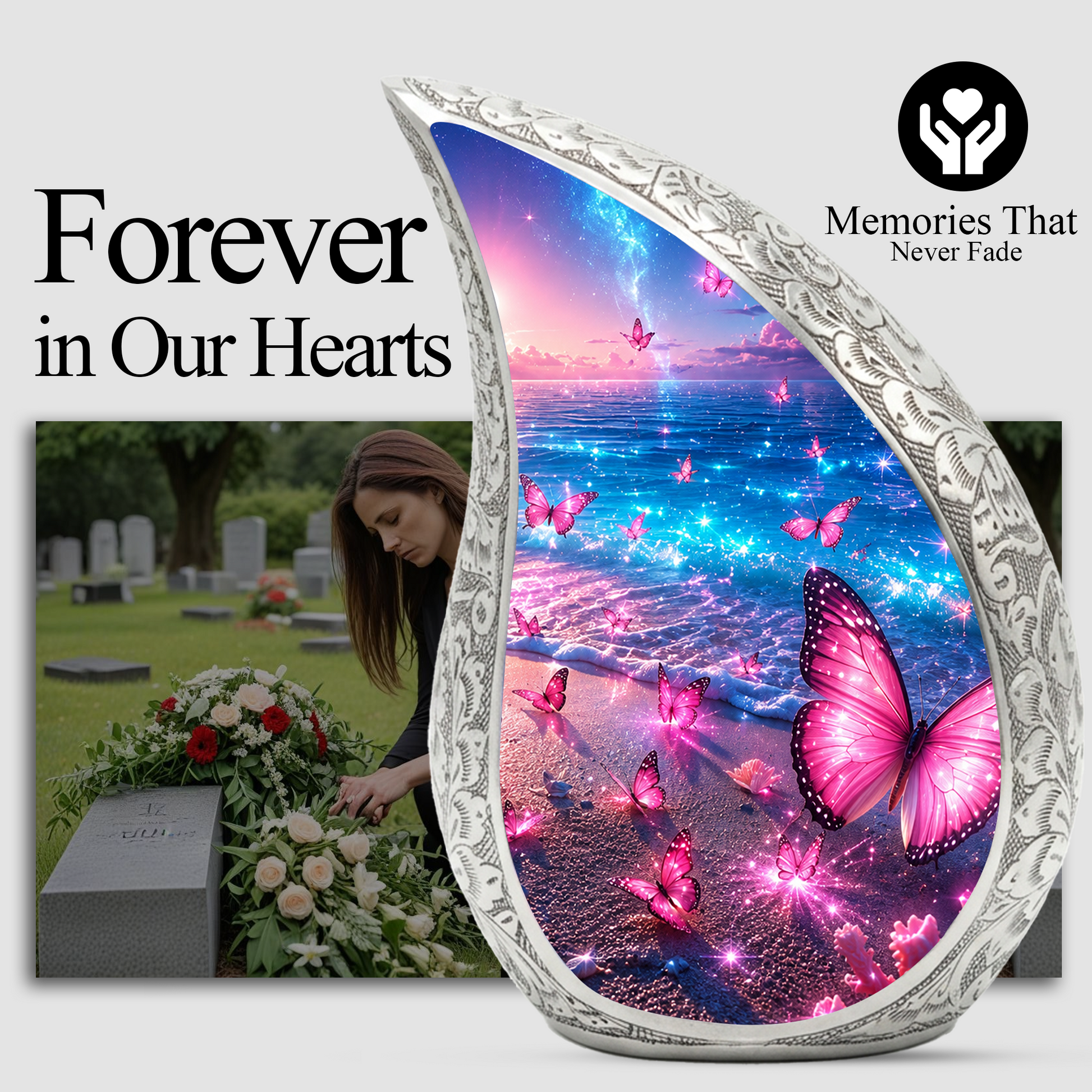 Butterfly Urn for Human Ashes | Adult Cremation Urn with Butterfly Design