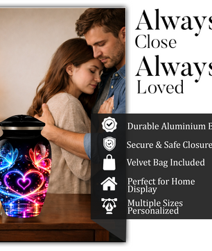 Personalized Butterfly Cremation Urn for Ashes, Heart Memorial Adult Urn, Blue and Red Cremation Urn