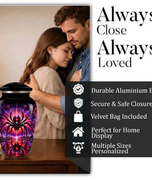 Black Spider Cremation Urn – Gothic Spider Web Adult Memorial Urn for Ashes