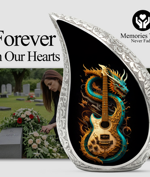 Dragon Guitar Adult Cremation Urn – Personalized Adult Urn for Ashes| Premium Cremation Urn for Human Ashes