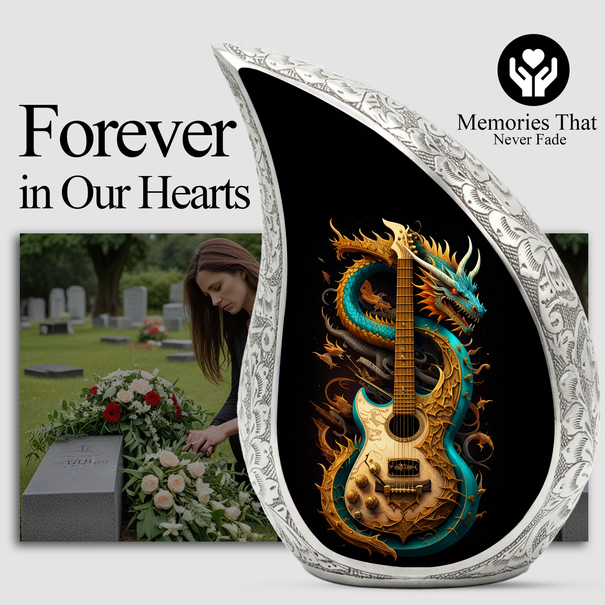 Dragon Guitar Adult Cremation Urn – Personalized Adult Urn for Ashes| Premium Cremation Urn for Human Ashes
