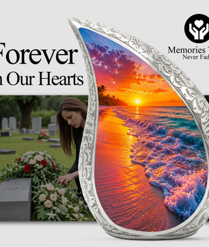 Beach Sunset Urn for Human Ashes | Ocean Sunset Beach Cremation Urn
