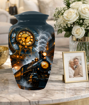 Train Cremation Urn for Men | Steam Locomotive Memorial Urn for Ashes Male