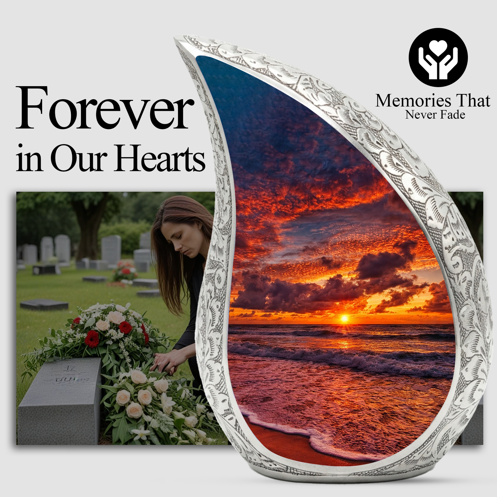 Ocean Sunset Adult Urn for Human Ashes – Premium Ocean Sunset Cremation Urn