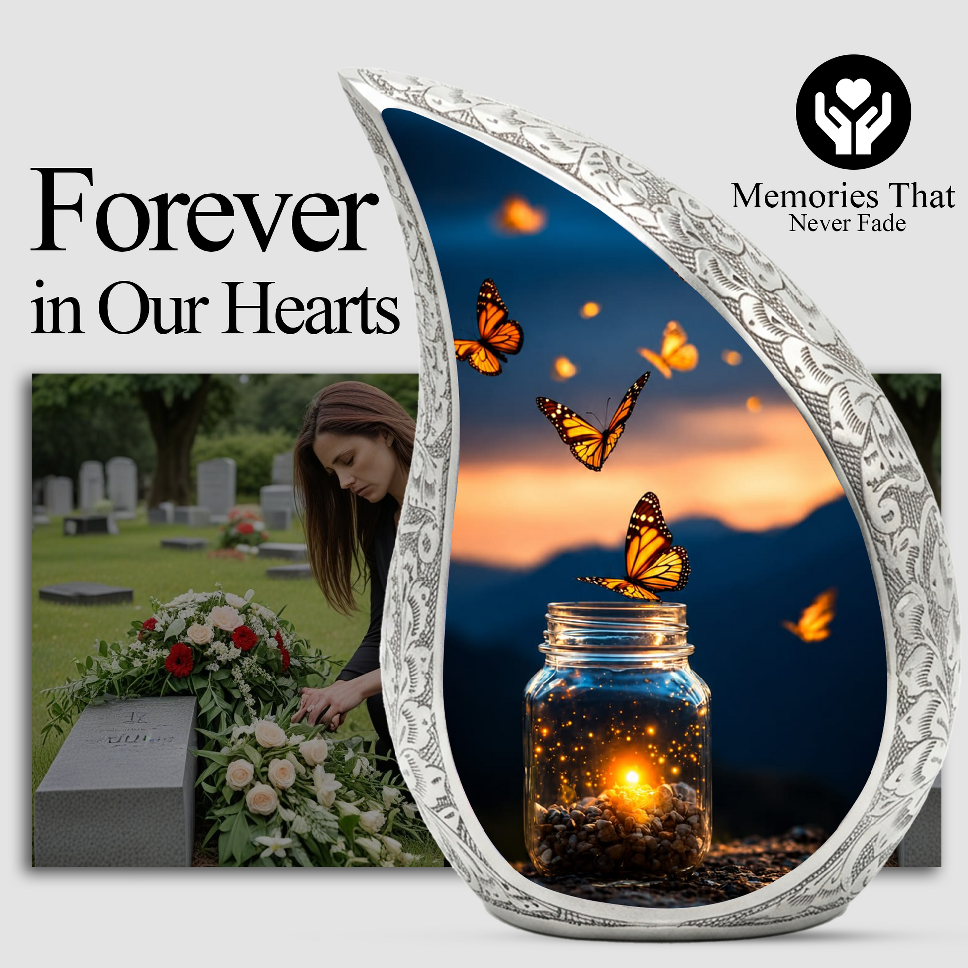 Butterfly Memorial Urn for Ashes, Adult Cremation Urn for Mom