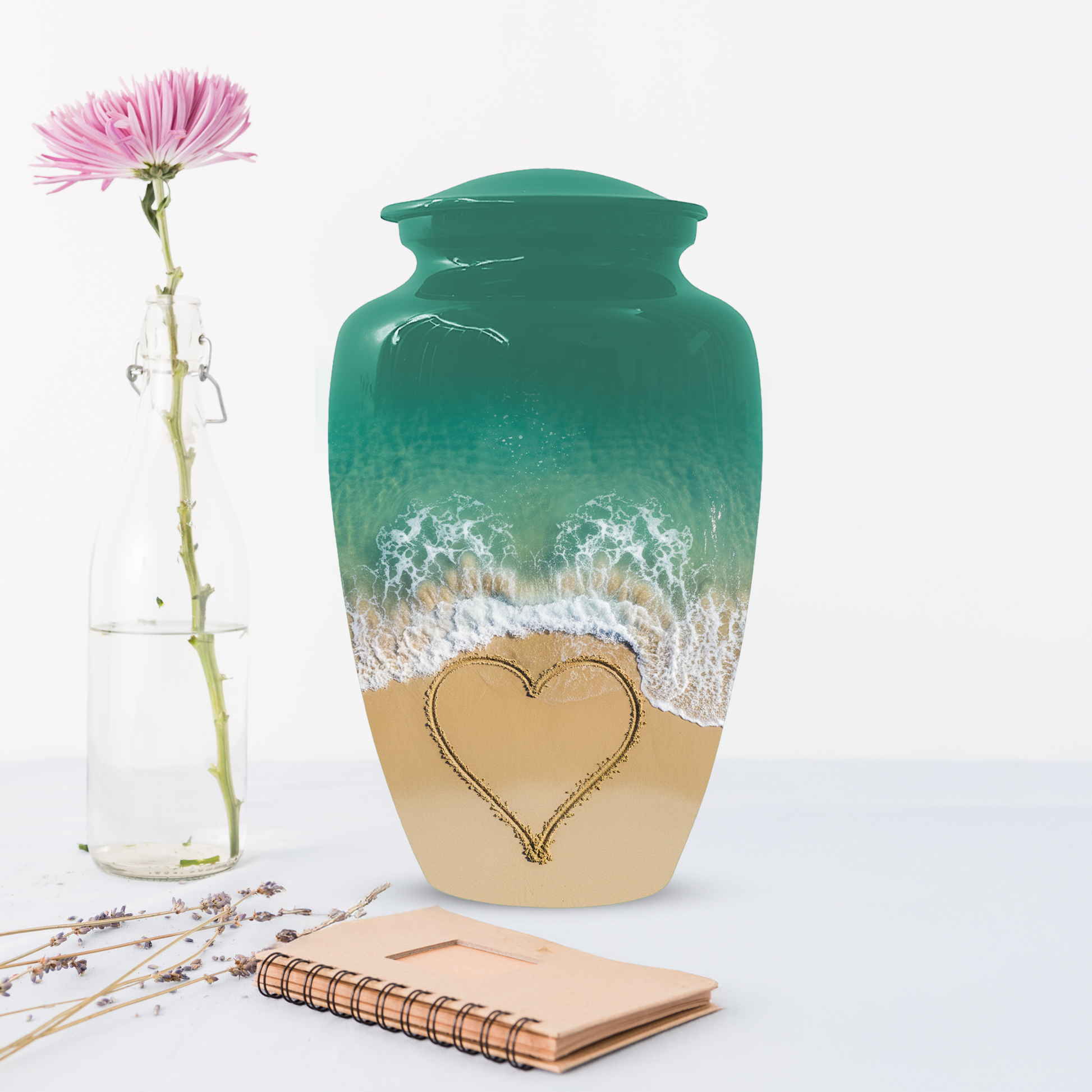Beach Urn for Ashes, Custom Ocean Cremation Urn, Heart in Sand Memorial Urn