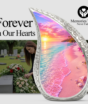 Ocean Sunset Urn for Mom, Beach Cremation Urn for Women, Memorial Urn for Ashes