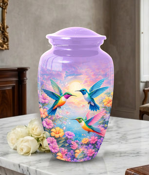 Hummingbird Urn for Mom – Floral Memorial Large Urn for Ashes | Adult Female Cremation Urn