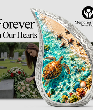 Sea Turtle Cremation Urn for Ashes, Ocean Beach Adult Memorial Urn