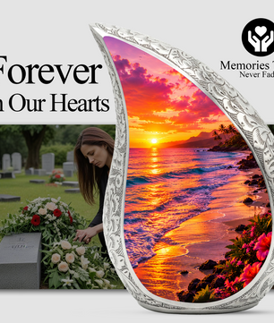 Beach Fishing Urn for Human Ashes – Ocean Sunset Cremation Urn, Adult Urn for Dad, Father & Men