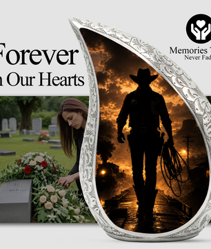 Western Cowboy Urn for Ashes, Cowboy Memorial Keepsake Urn