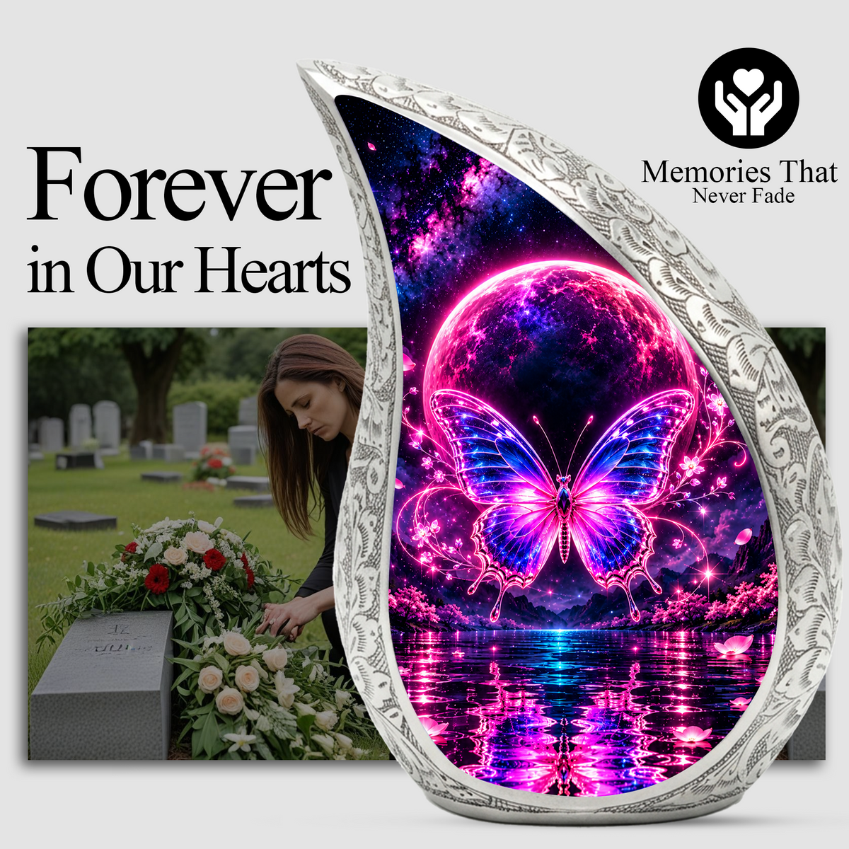 Butterfly Urn for Ashes, Pink Purple Butterfly Cremation Urn