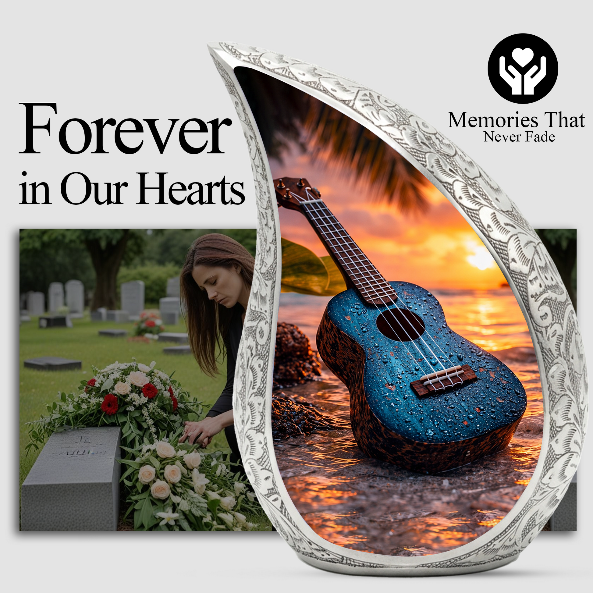 Guitar Beach Adult Urn for Human Ashes