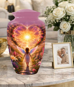 Angel Wing Cremation Urn for Mom - Heavenly Garden memorial urn for Women