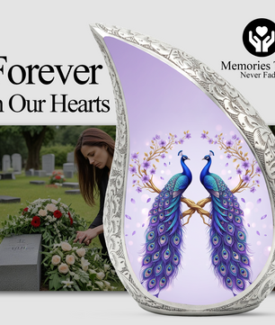 Peacock Memorial Urn for Mom | Elegant Adult Cremation Urn for Ashes