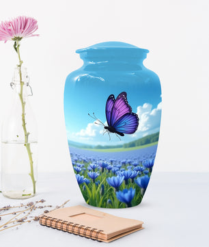 Purple Butterfly Urn for Human Ashes | Elegant Purple Butterfly Cremation Urn for Adult Memorial