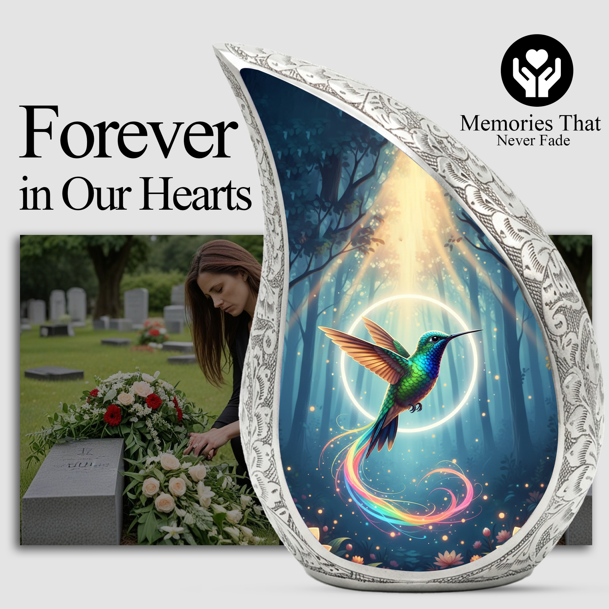Hummingbird Urn for Mom | Personalized Memorial Urn | Adult Cremation Urn for Ashes