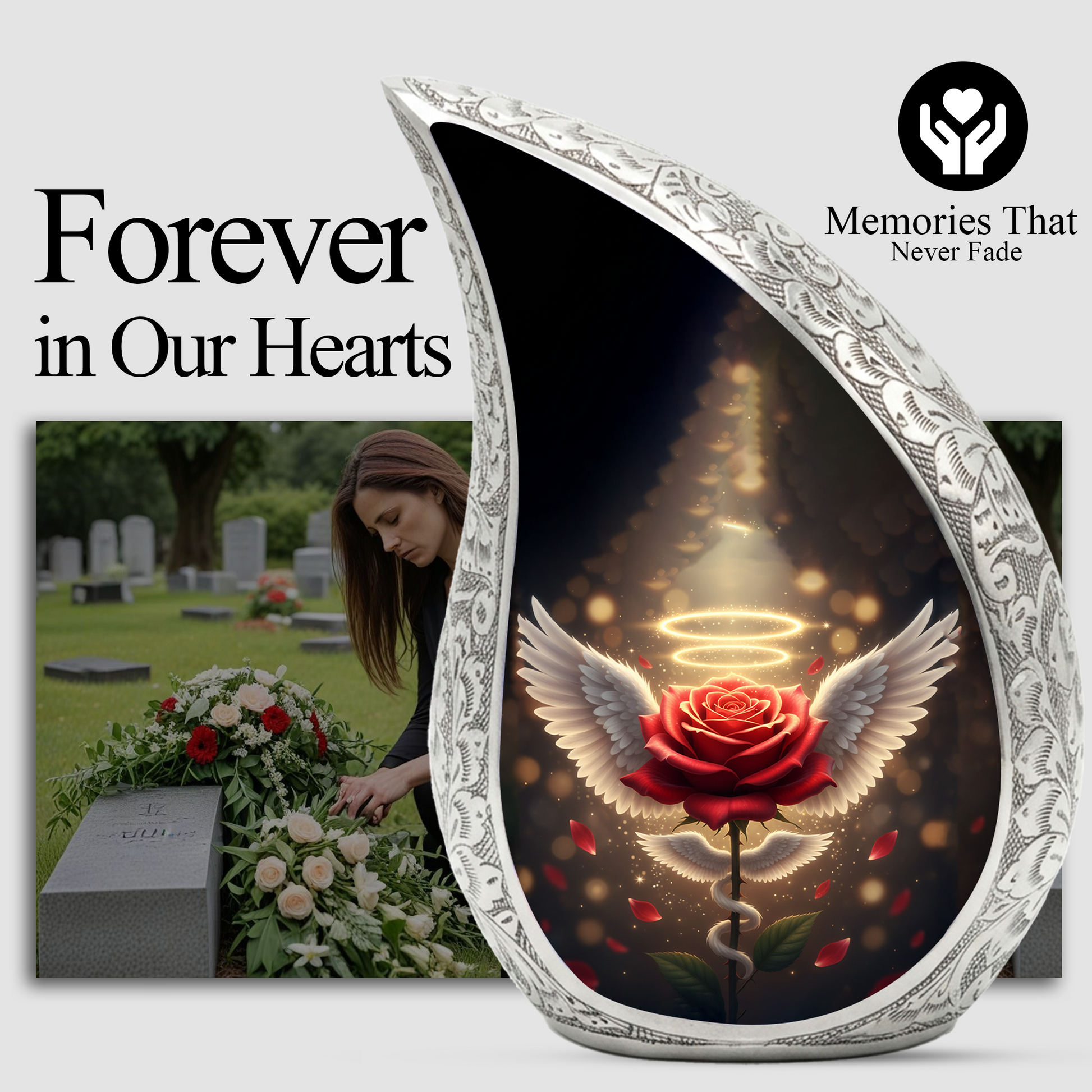 Angel Rose Urn for Mom | Personalized Memorial Urn for Ashes