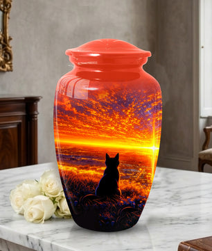 Cat Urn for Mom | Beautiful Sunset Cat Cremation  Large Urn for Mother |Funeral Keepsake