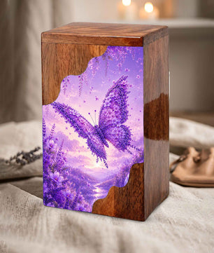 Butterfly Cremation Urn for Mom | Wooden Butterfly Urn for Human Ashes