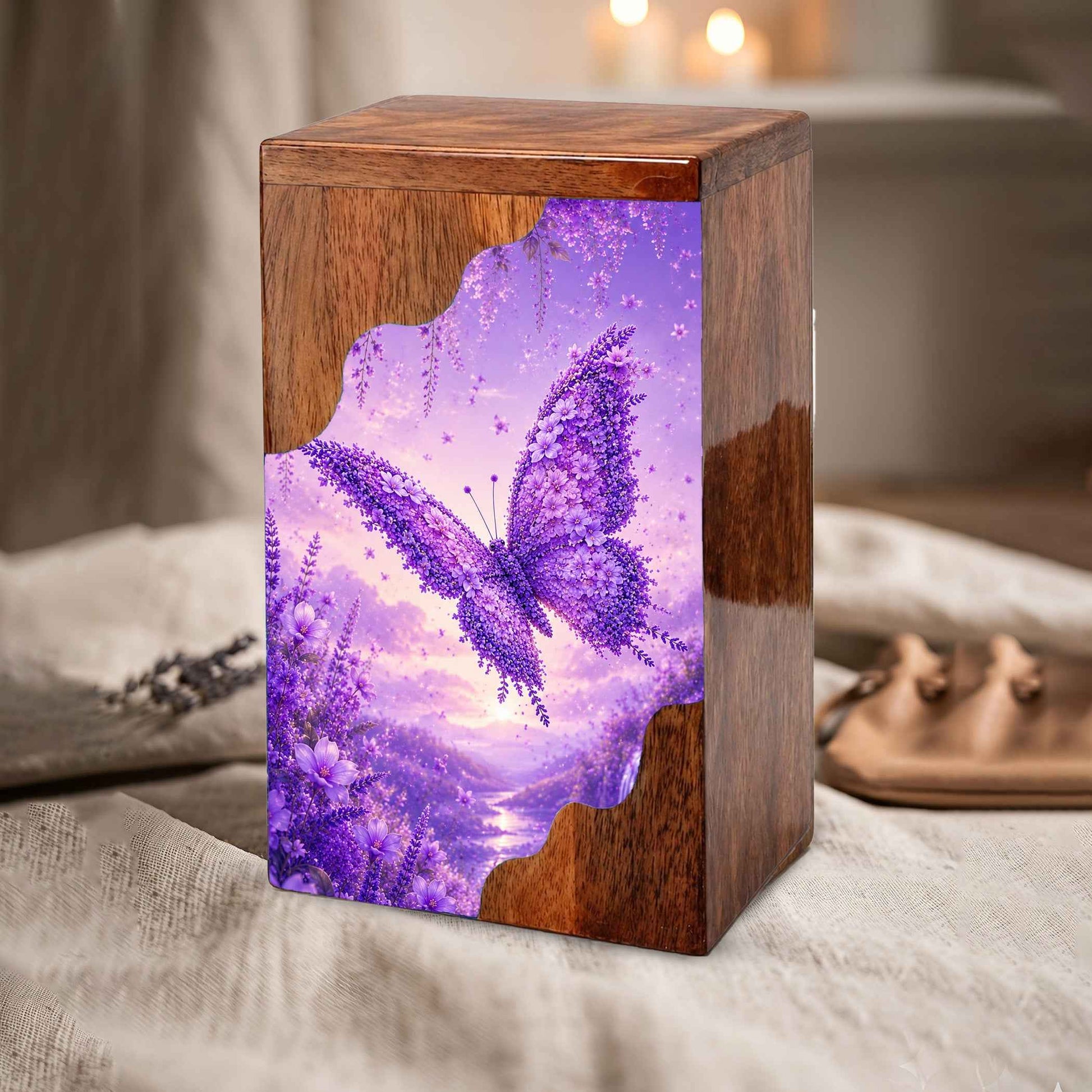 Butterfly Cremation Urn for Mom | Wooden Butterfly Urn for Human Ashes
