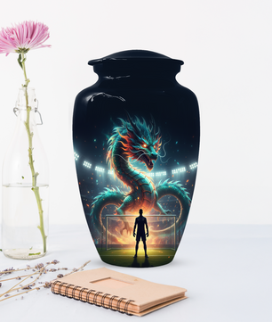 Dragon Soccer Urn for Human Ashes, Personalized Cremation Urn for Dad