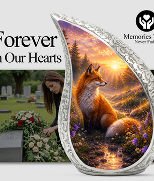 Fox Sunset Urn for Human Ashes | Wildlife Adult Cremation Urn | Fox Sunset Memorial Urn for Adult Ashes