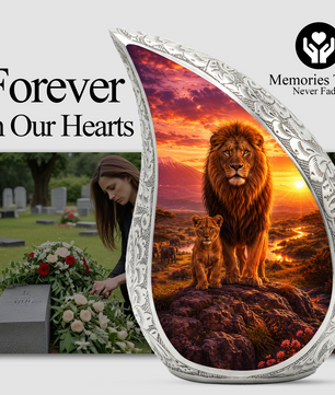 Lion Sunset Urn for Human Ashes | Adult Cremation Urn for Ashes
